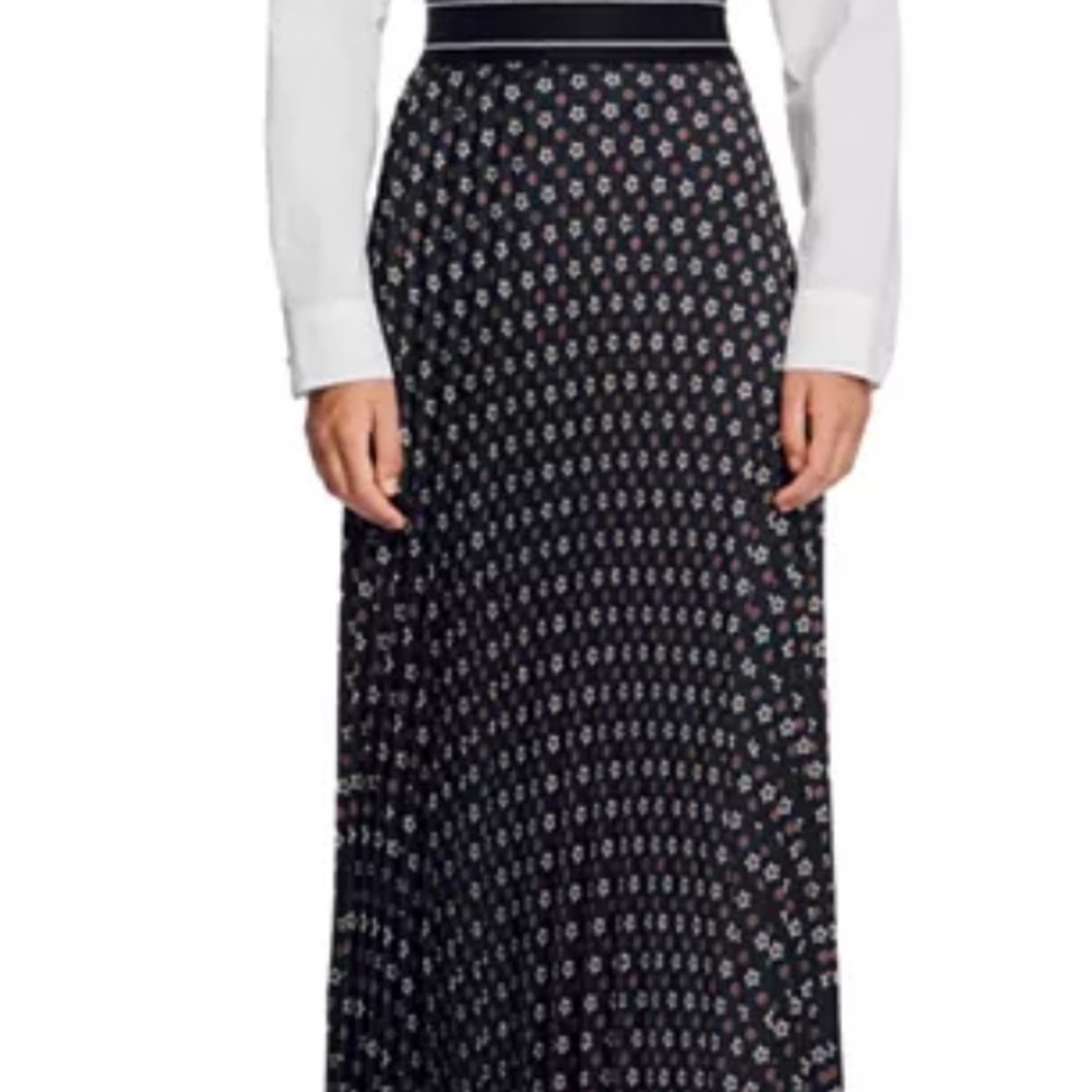 Sandro Black Floral A-Line Skirt